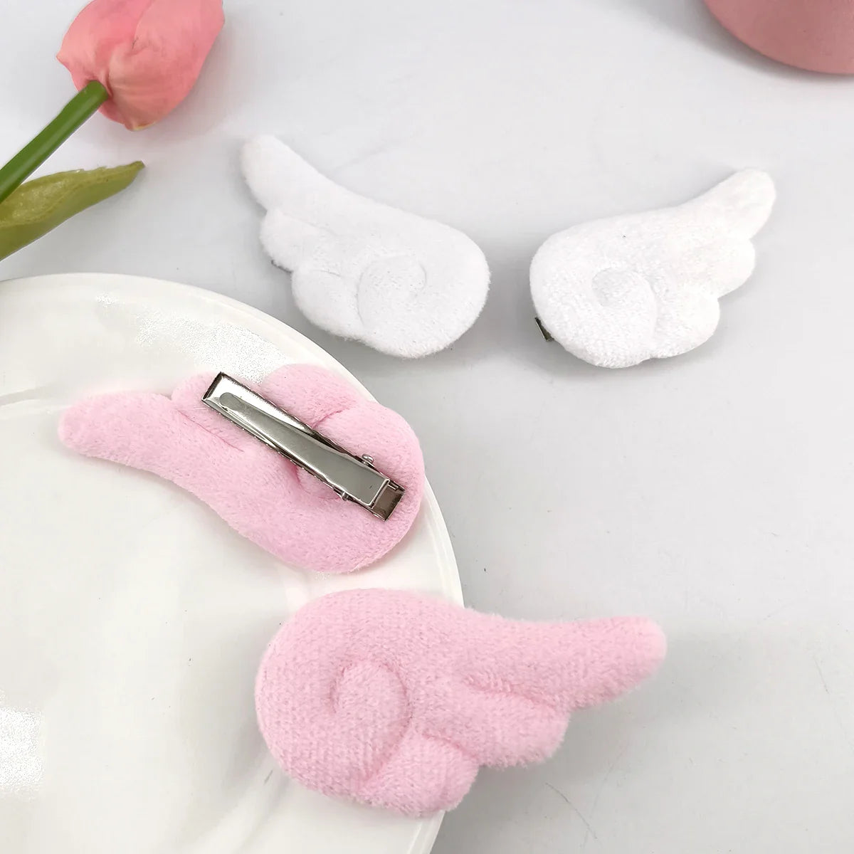 2Pcs Angel Wing Hair Clips Cute Plush Barrettes for Girls Party Wedding Birthday Accessories