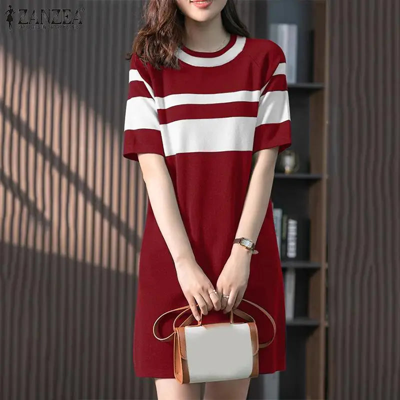 Knee Length Summer Patchwork Sundress Casual For Women