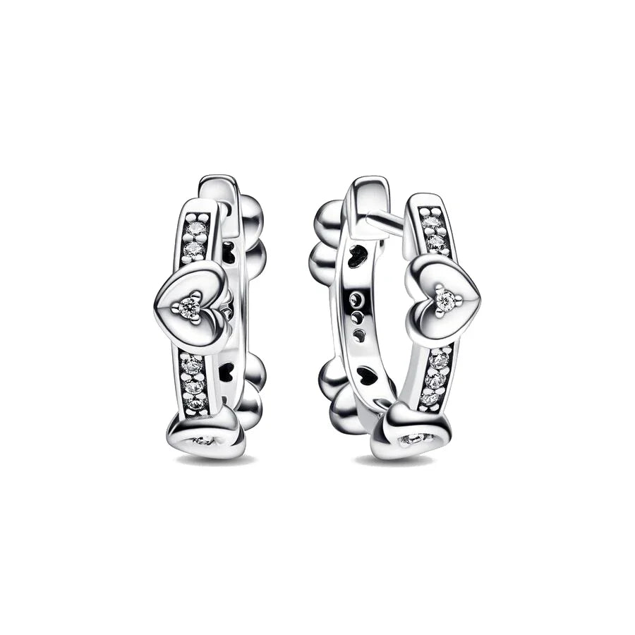 925 Silver Hoop Infinite Love Earrings with Blue Flower and White Stone Heart Pendant for Women Jewelry