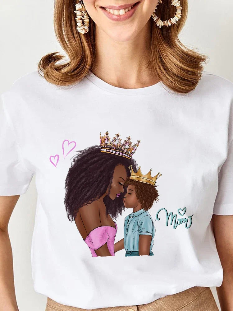 Women Cartoon Super Mom Life Graphic T-Shirt Summer Print Tee for Moms