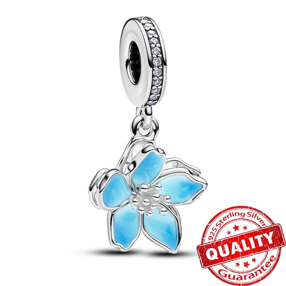 925 Sterling Silver Coral Seahorse and Lotus Fish Pendant for DIY Bracelet and Necklace Crafting