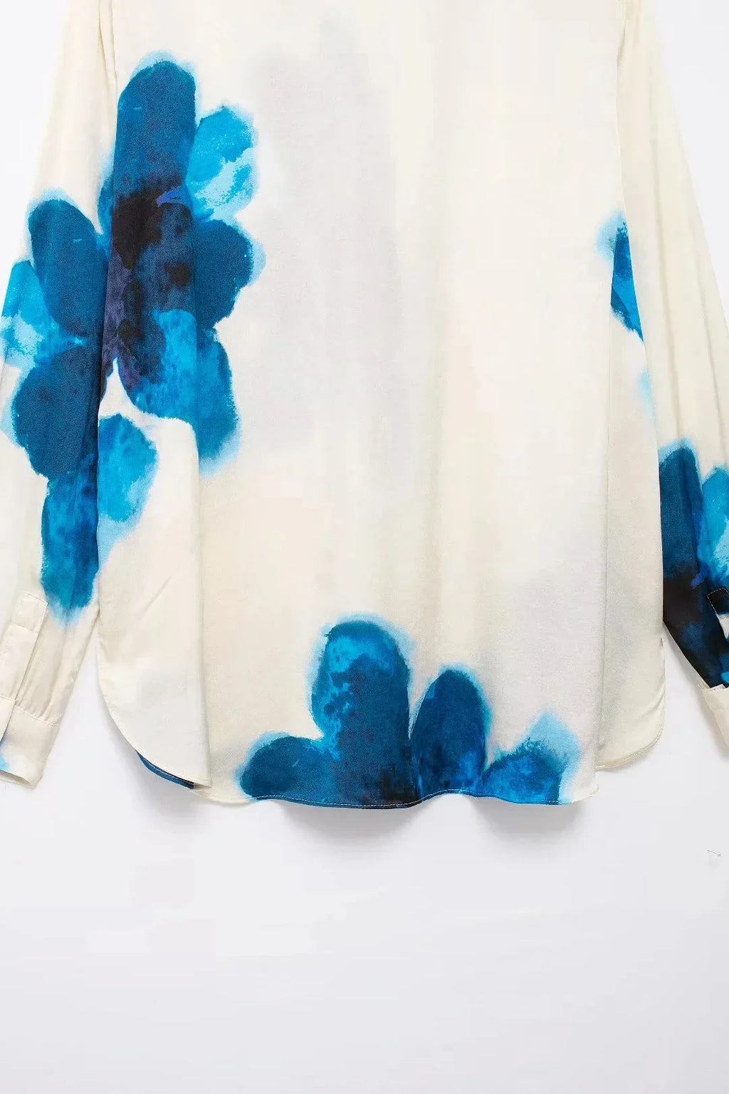 Elegant Floral Print Two-Piece Suit for Women Long Sleeve Lapel Blouse and Drawstring Wide Leg Pants Casual Summer Outfit