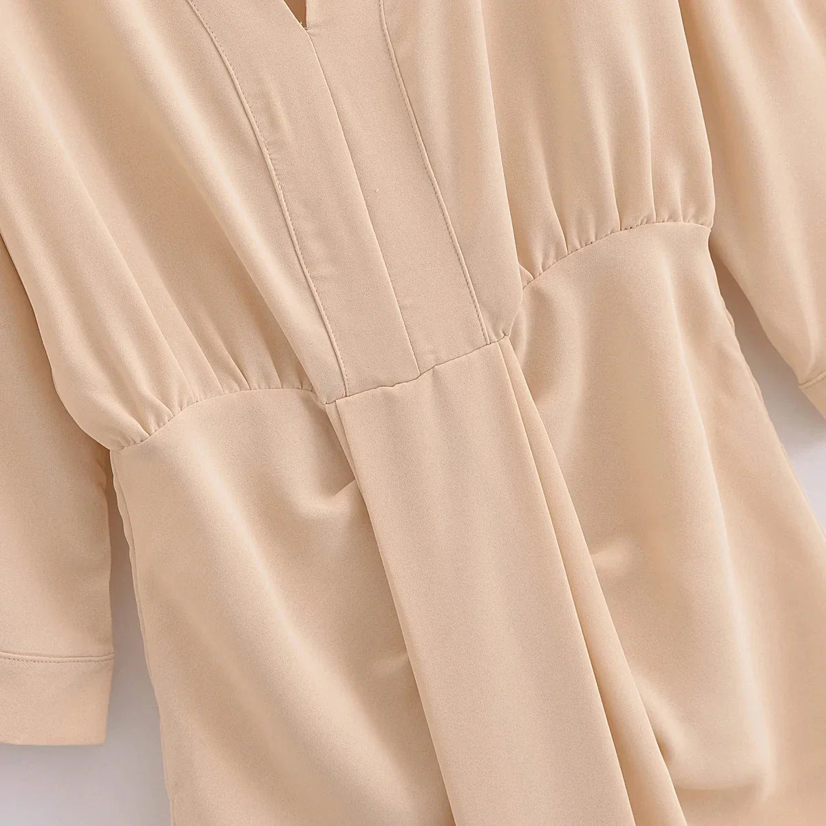 Women Elegant Solid Waist Draped V Neck Evening Dress