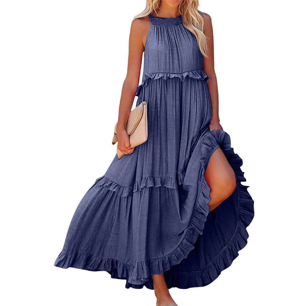 Women Summer Maxi Dress Lightweight Beach Swing Dress
