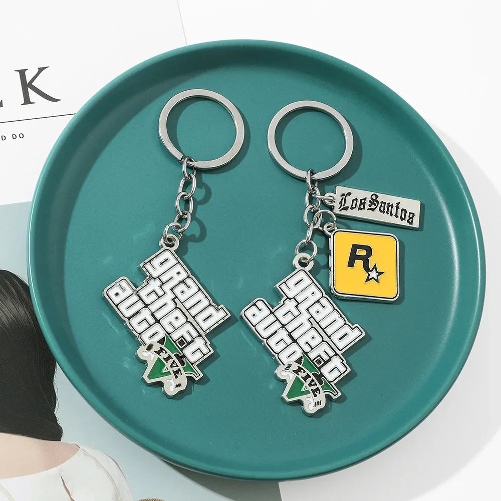 GTA V Keychain Grand Theft Auto 5 Star Pendant Keyring for Men Fashion Jewelry