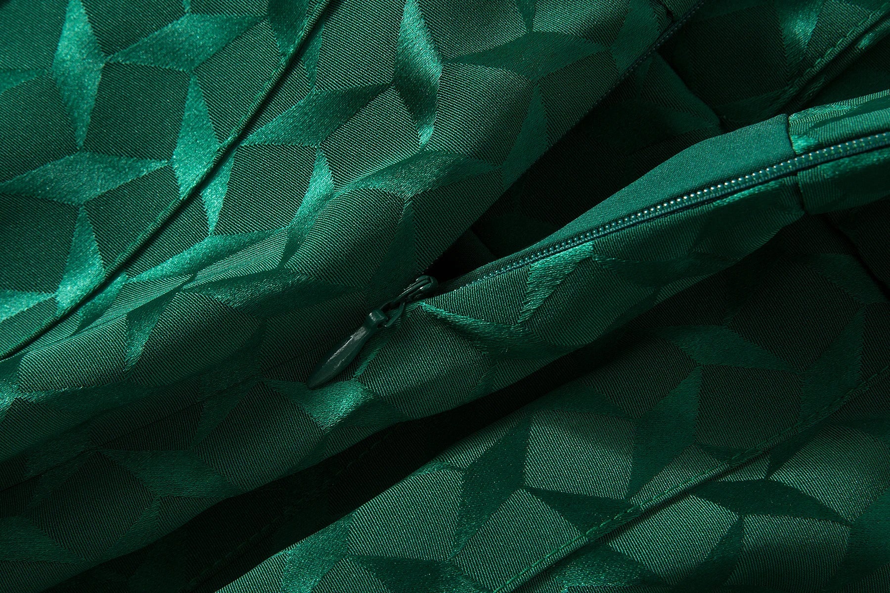 Elegant Green Pleated Long Sleeve Dress With Bow Collar