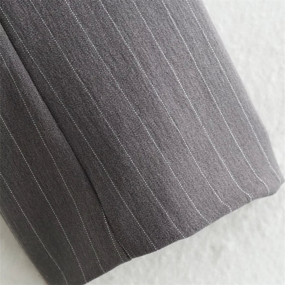 Striped Suit Set For Women With Jacket And Wide Leg Pants