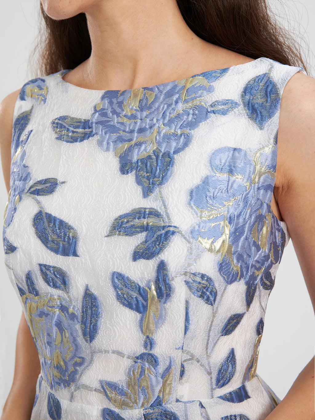 Elegant Organza Maxi Dress With Floral Embroidery