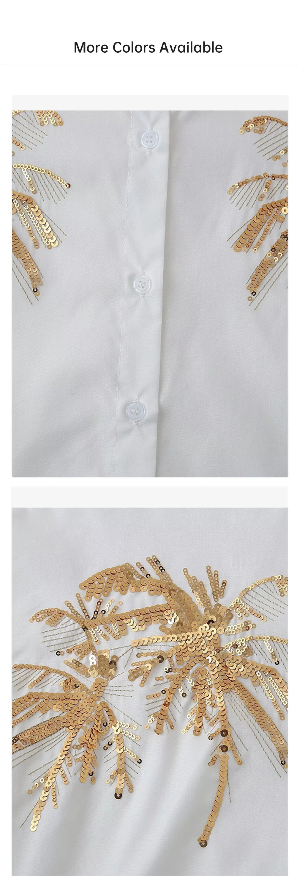 Casual Women's Long Sleeve Shirt Top with Bead Embroidery Loose Fit Relaxed Stylish Versatile Fashion Blouse