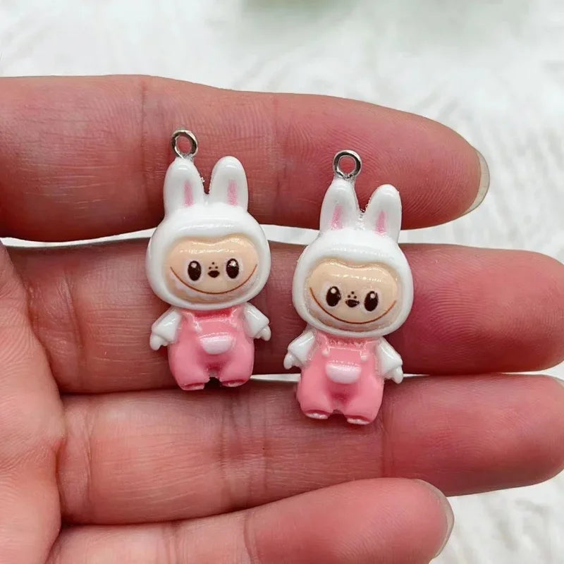 10PCS Kawaii Rabbit Resin Pendants for DIY Necklaces Bracelets Earrings and Keychain Accessories