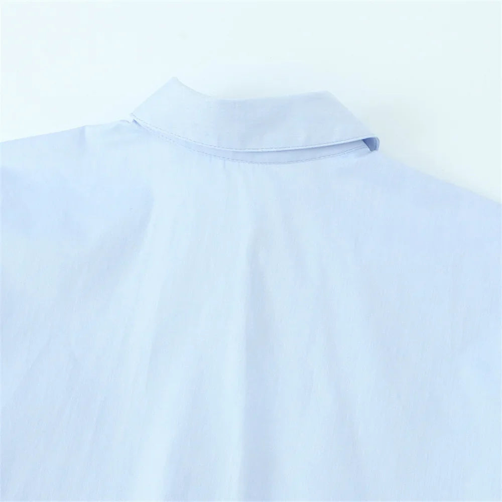 Women's Casual Waist Button-Up Shirt Long Sleeve Lapel Solid Color Slim Fit Spring Blouse