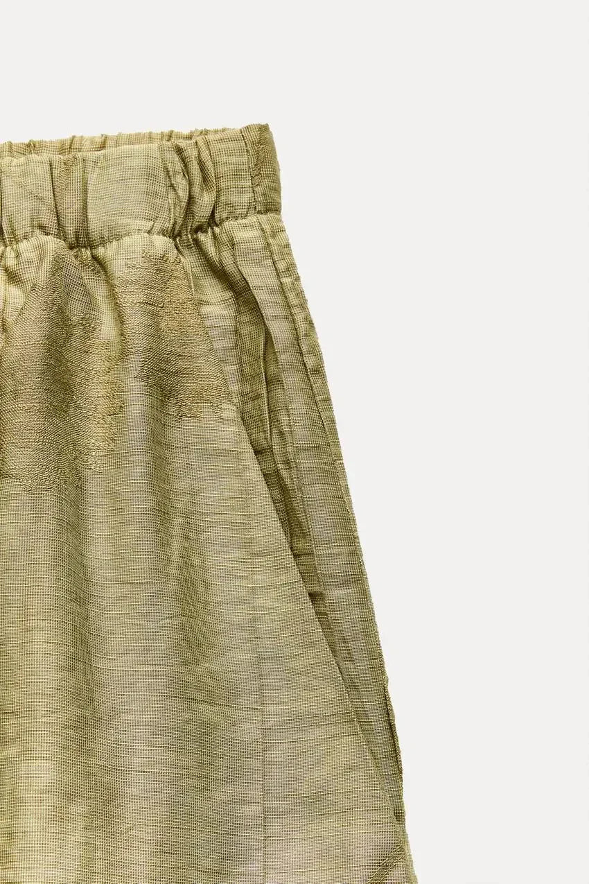 Jacquard Shirt Pants Suit for Women with Lapel Half Sleeve and Pockets, Wide Leg Pant Set for Summer Streetwear