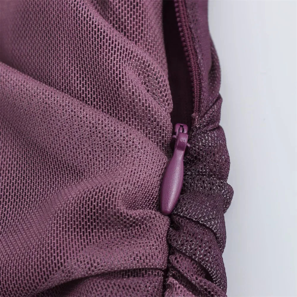 Long Sleeve Polka Dot Maxi Dress With Ruched Details