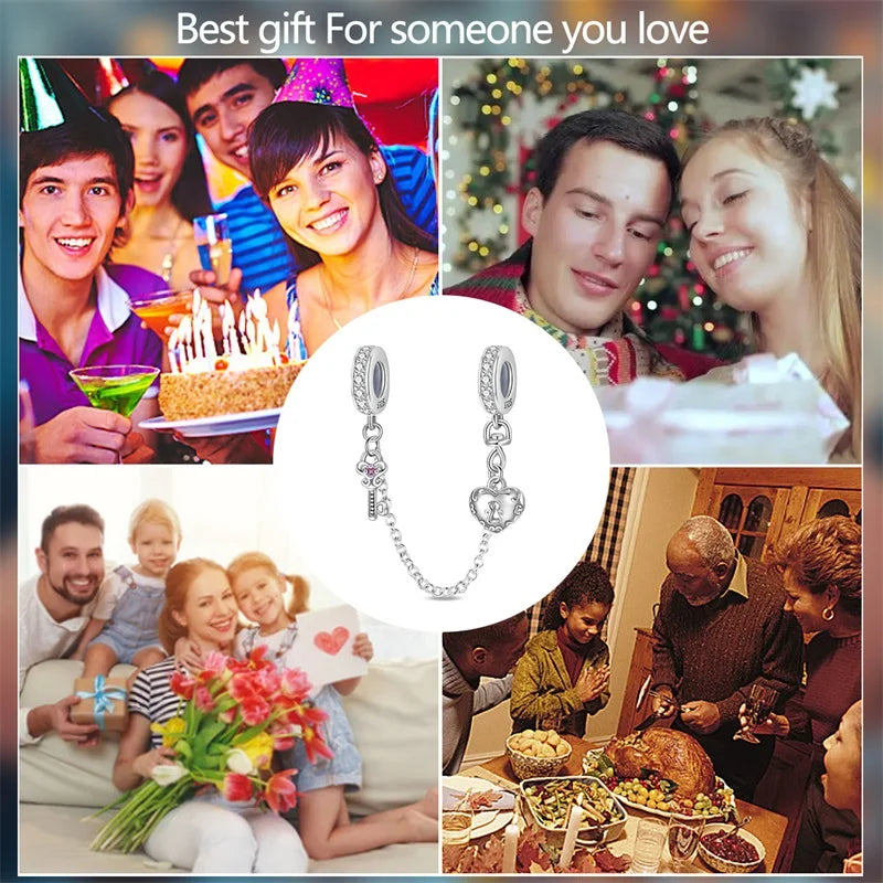 Silver Plated Lotus Guardian Angel Heart-Shaped Zircon Charms Beads for DIY Jewelry and 925 Bracelets