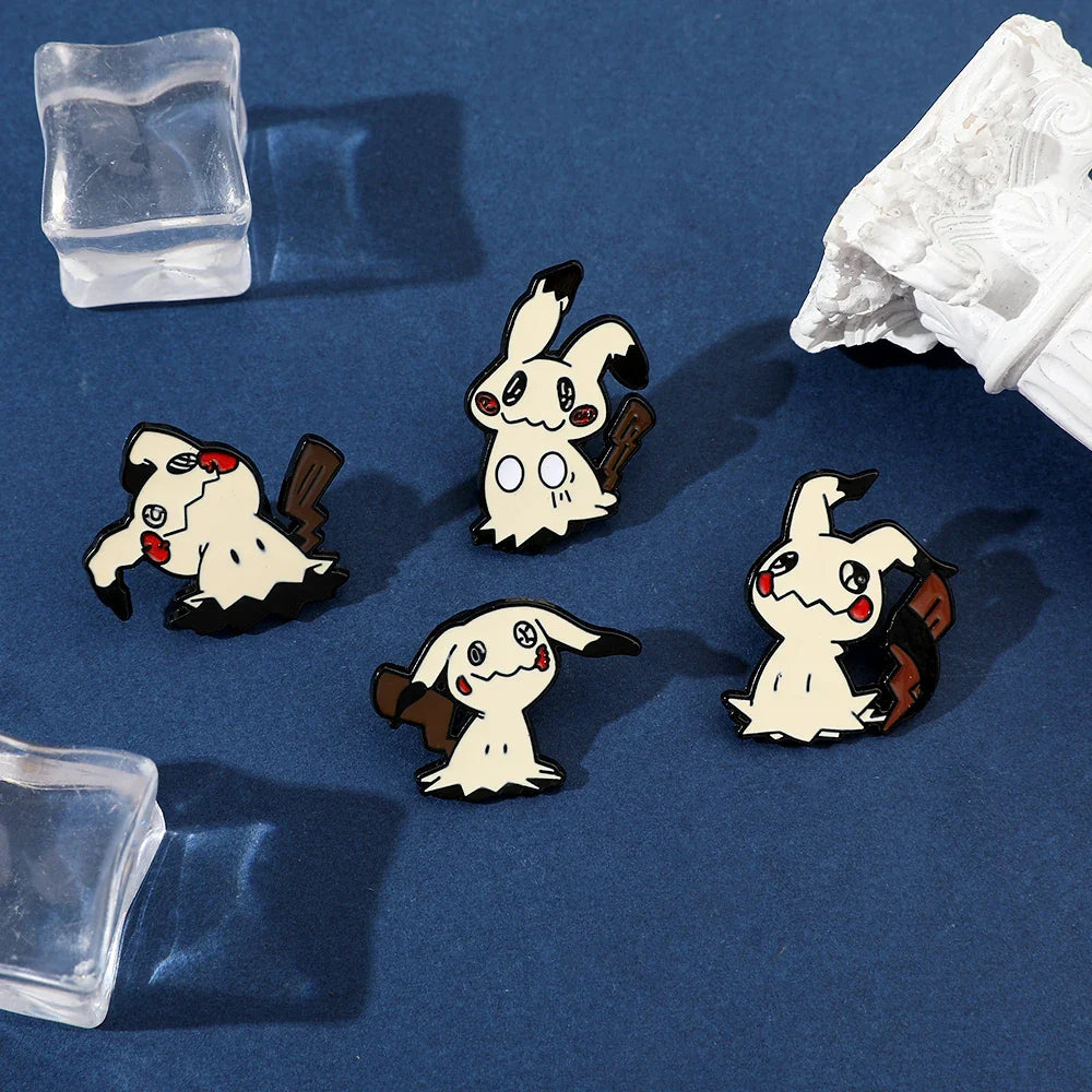 Cartoon Animal Enamel Pin Brooch Set 4 Pcs Fun Mimikyu Jewelry for Backpack Wallet and Clothes Accessories