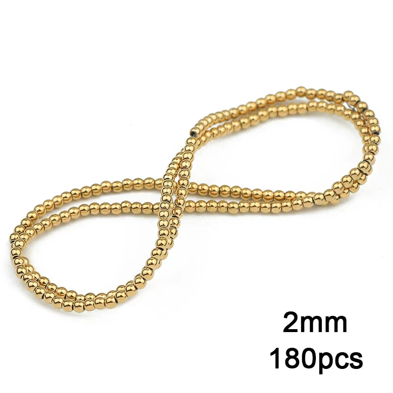 Hematite Natural Stone Gold Plated Loose Beads for DIY Jewelry Making - Star and Heart Shapes