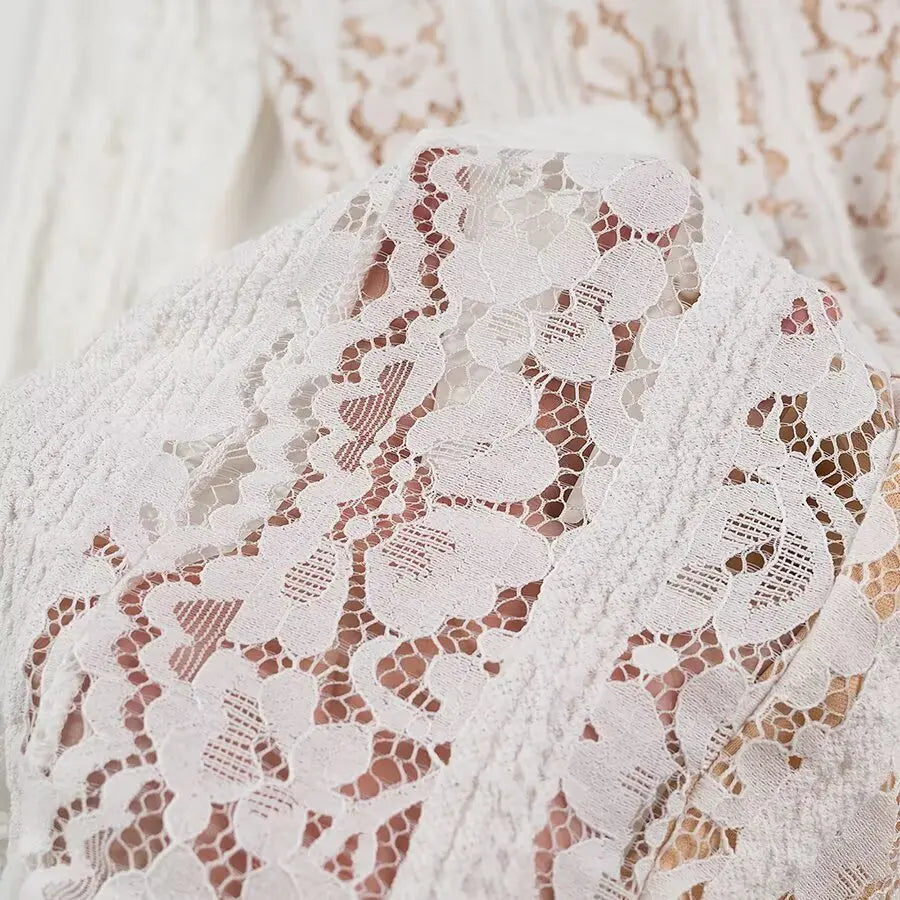 One Shoulder Lace Up Mini Dress With Bell Sleeves High Waist