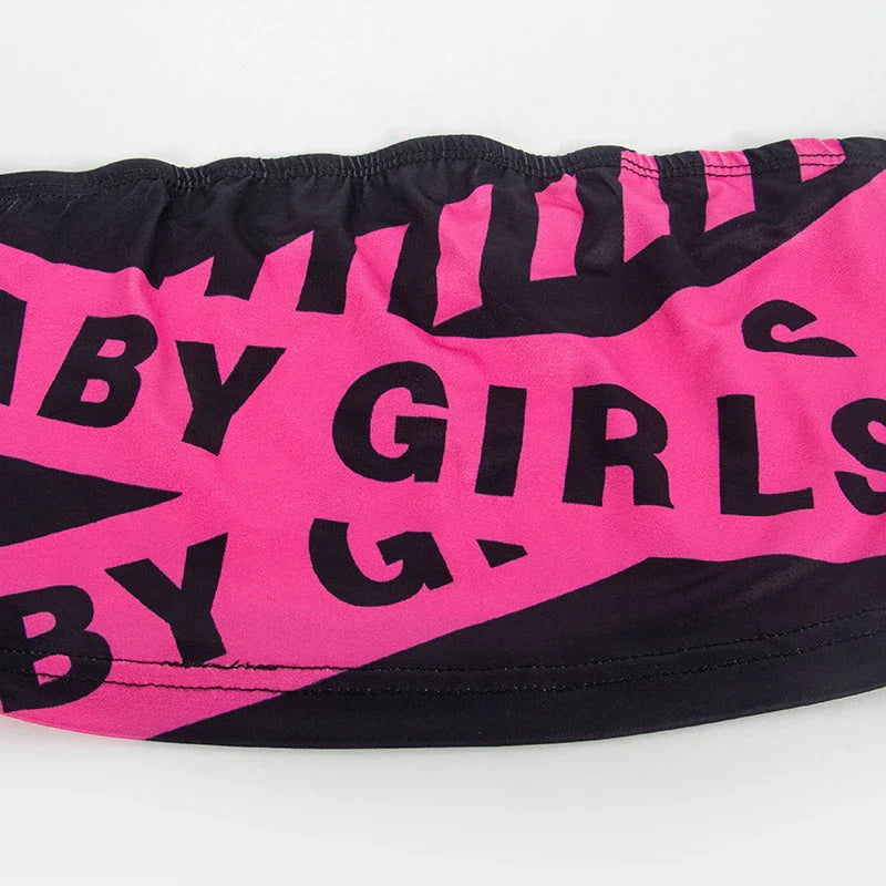 Women's Autumn Two-Piece Set Sleeveless Retro Letter Print Strapless Top with High Waist Slim Skirt Casual Streetwear Outfit