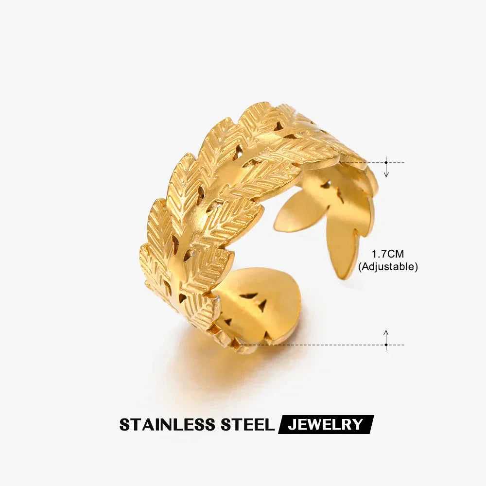 Adjustable 316L Stainless Steel Little Star Open Ring for Women - Trendy Gold Color Jewelry Gift for Weddings and Special Occasions