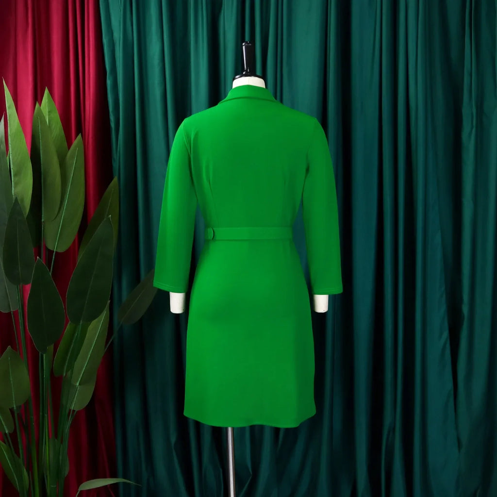 Elegant Blazer Dress For Women Notched Collar Full Sleeve