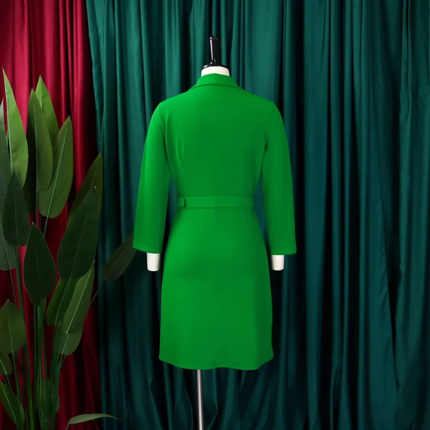 Elegant Blazer Dress For Women Notched Collar Full Sleeve