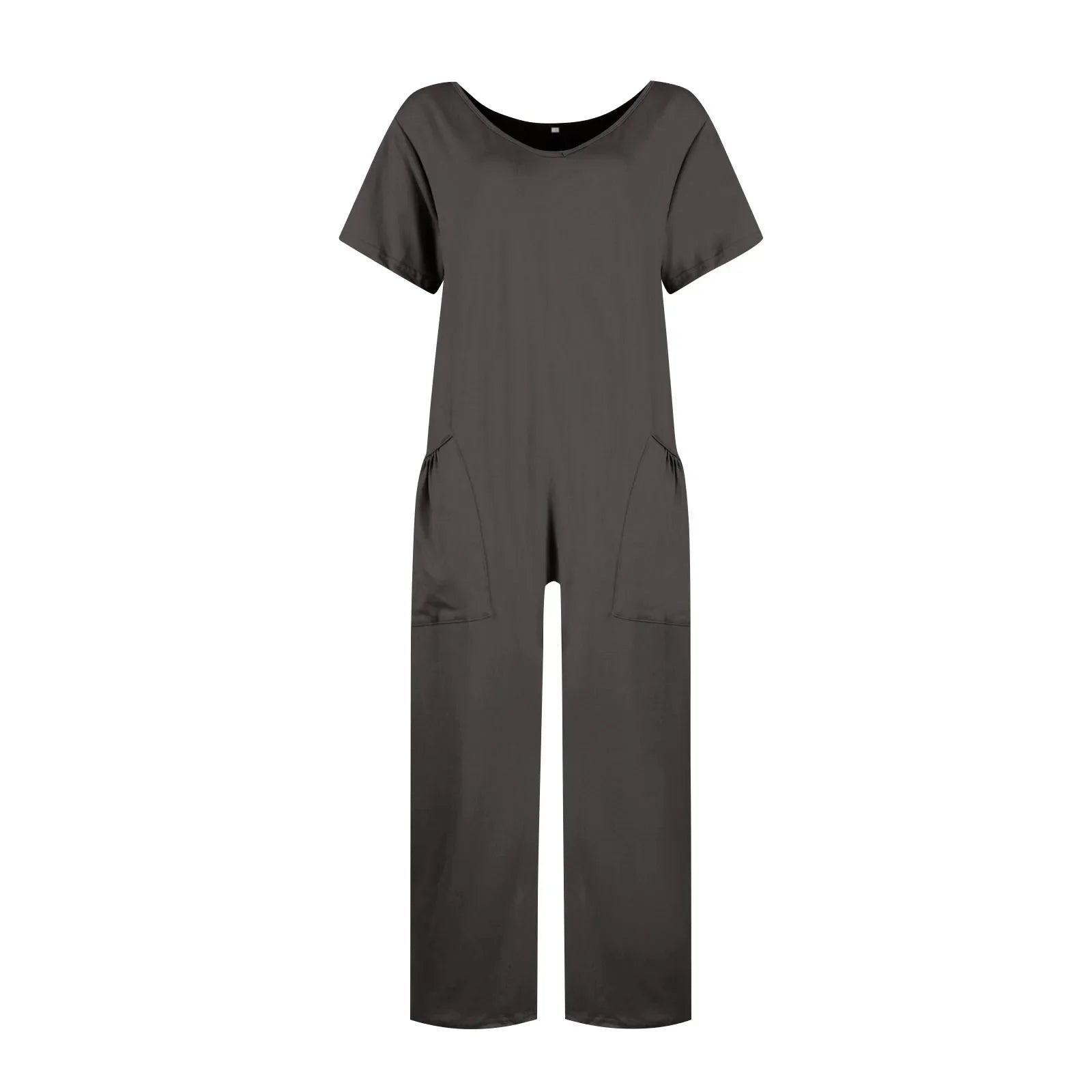 Women's Casual Short Sleeve Pullover Jumpsuit Loose Fit with Pockets Comfortable Lightweight Bodysuit Trendy Summer Romper