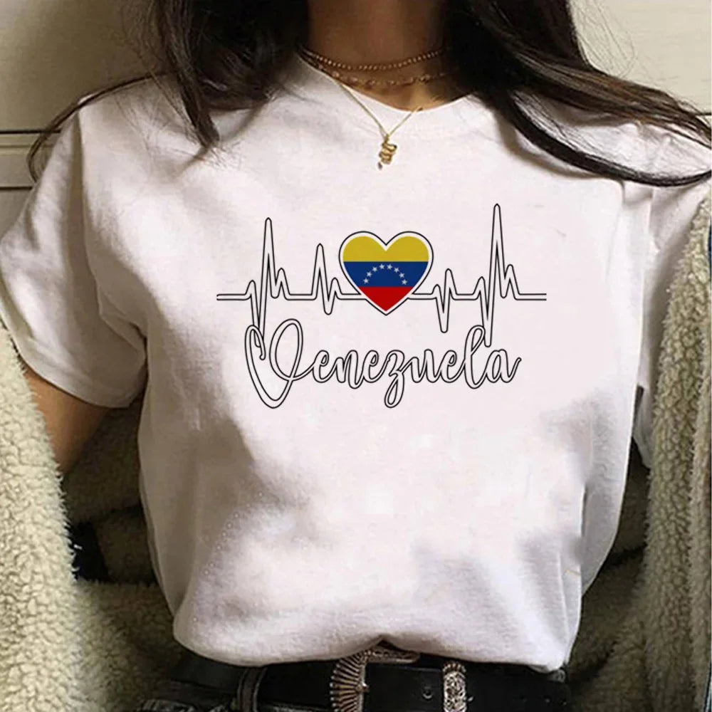 Venezuela Anime Manga T Shirt for Women Harajuku Style Comic Designer Tee