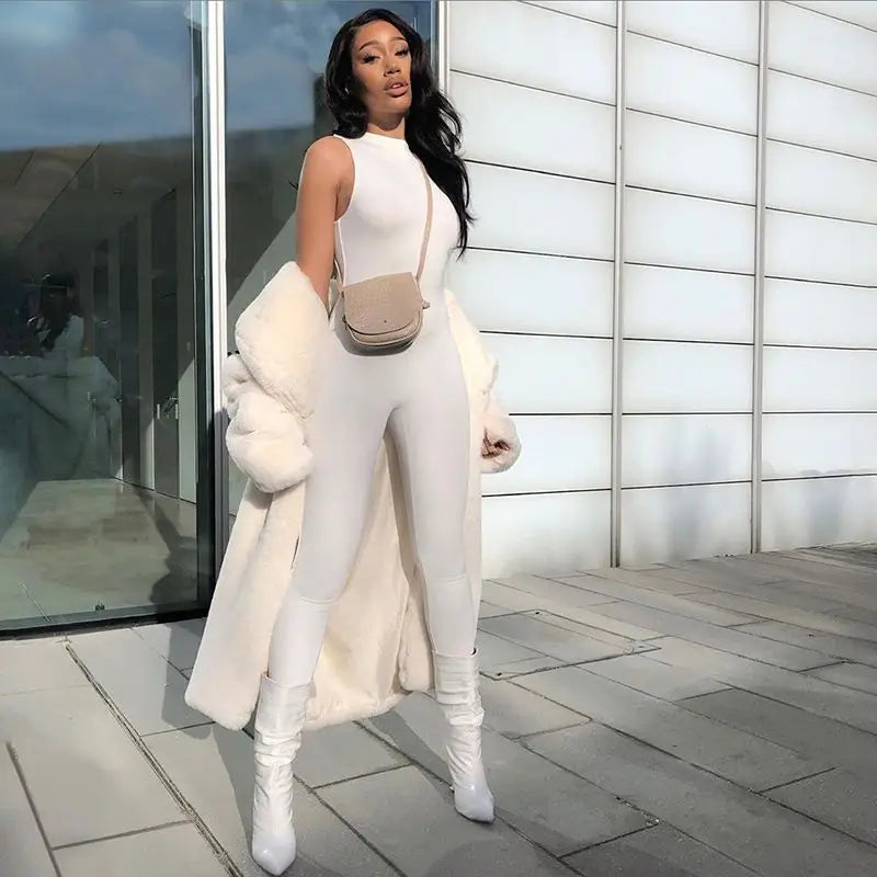 Slim Sleeveless Pencil Jumpsuit for Women Casual Fitness All Season Sporty Playsuit Activewear One Piece Clothing