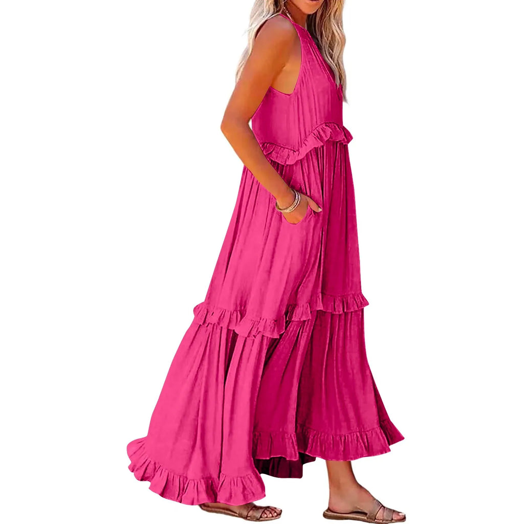 Women Summer Maxi Dress Lightweight Beach Swing Dress