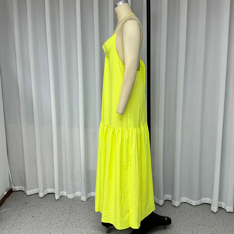 Summer Maxi Dress For Women Backless Halter Neck Beachwear