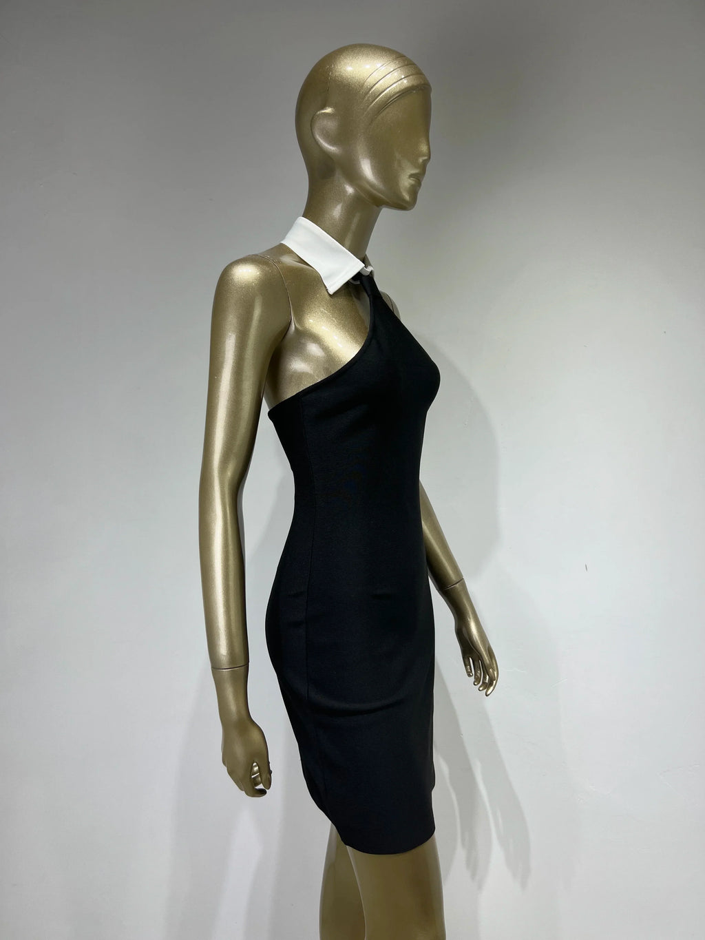 Patchwork Backless Mini Bandage Dress For Evening Party