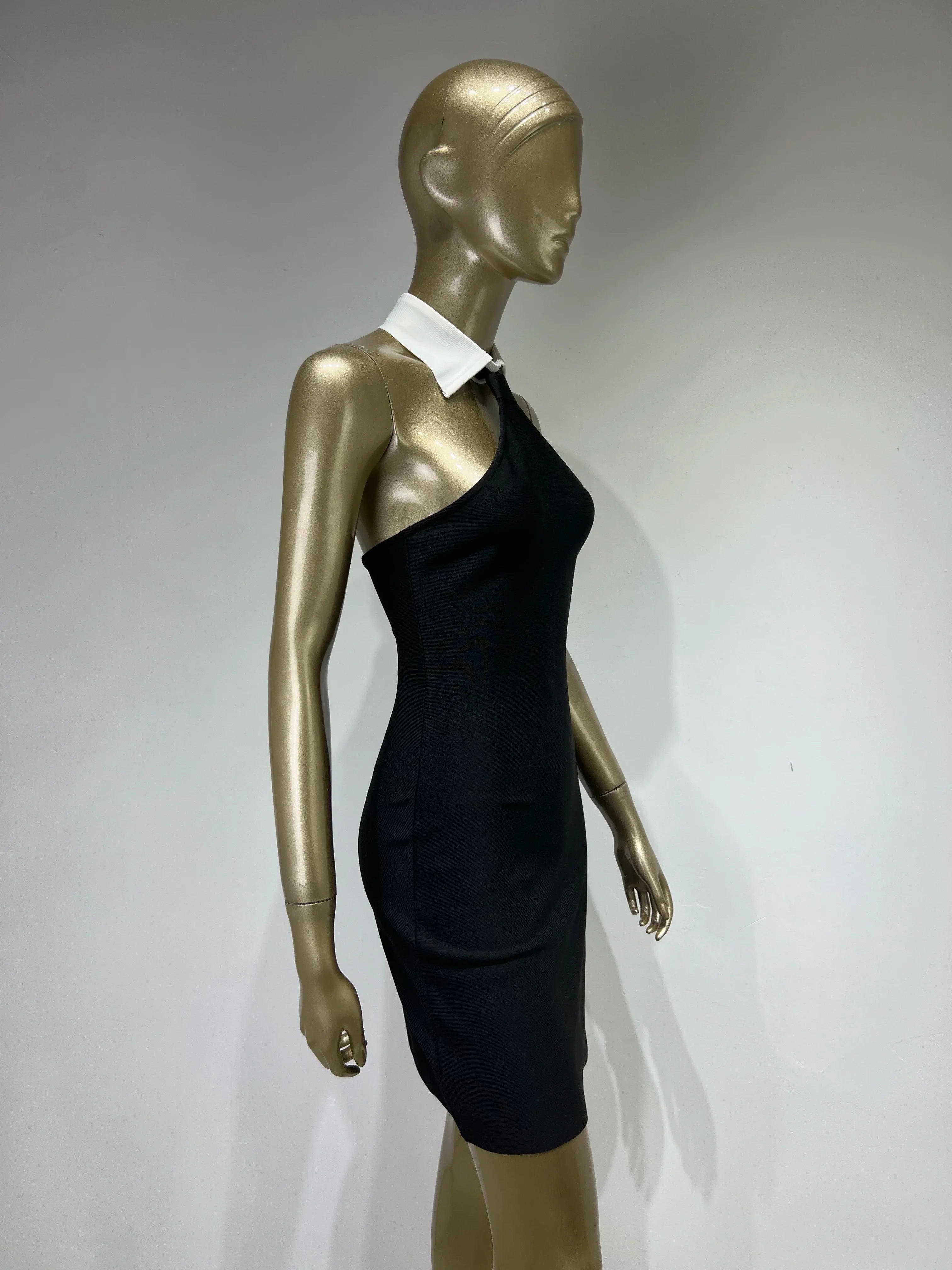 Patchwork Backless Mini Bandage Dress For Evening Party