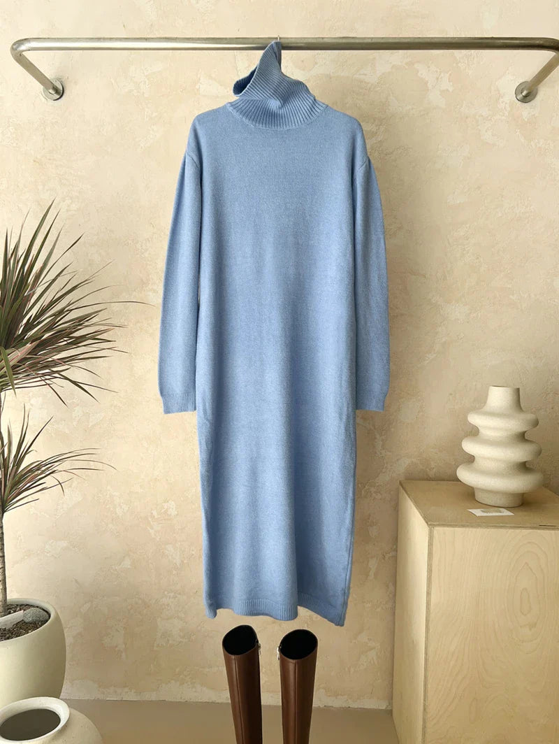 Cozy Turtleneck Sweater Dress For Women Knitted Long Sleeve