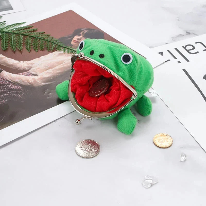 Adorable Anime Frog Wallet Coin Purse Plush Key Chain Cute Cartoon Cosplay Bag Accessory for Women