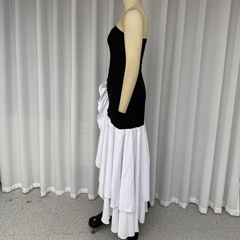 Backless Mermaid Party Dress for Women Sleeveless Ruffled