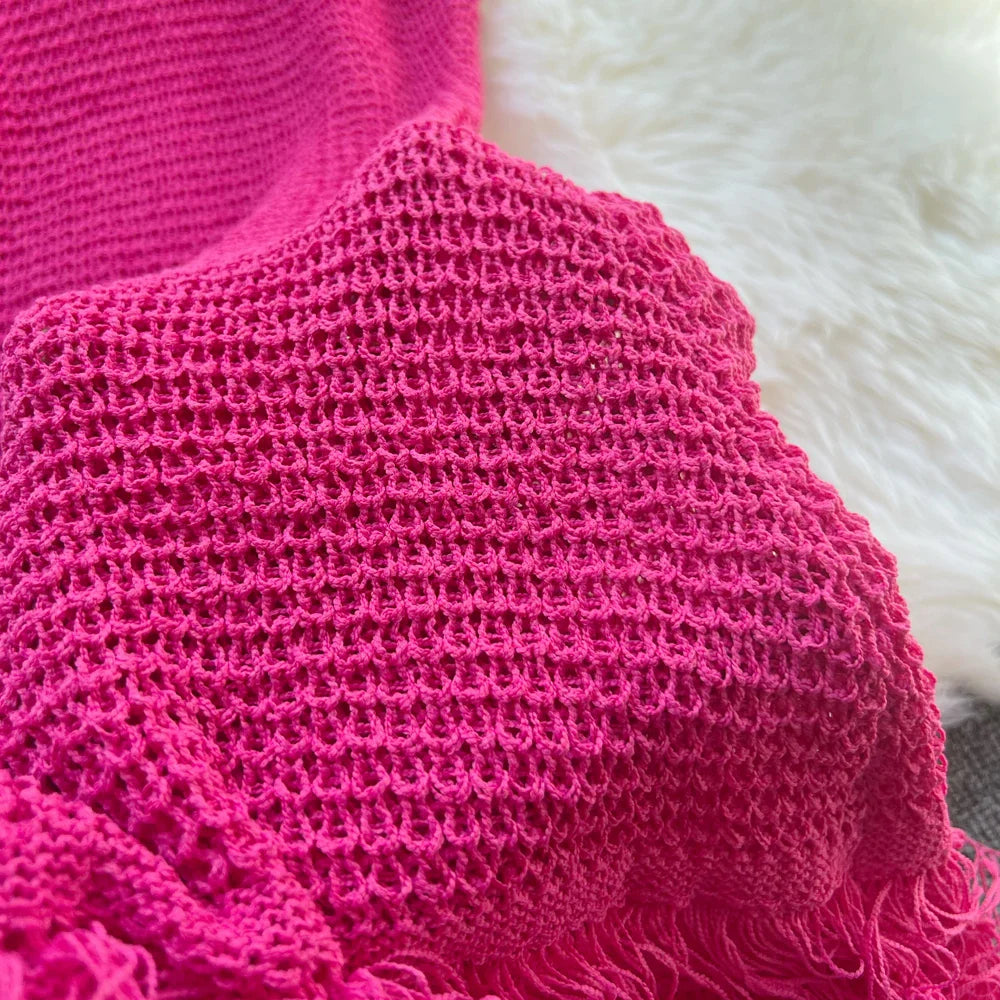 See Through Crochet Knit Dress For Women Beach Party Wear