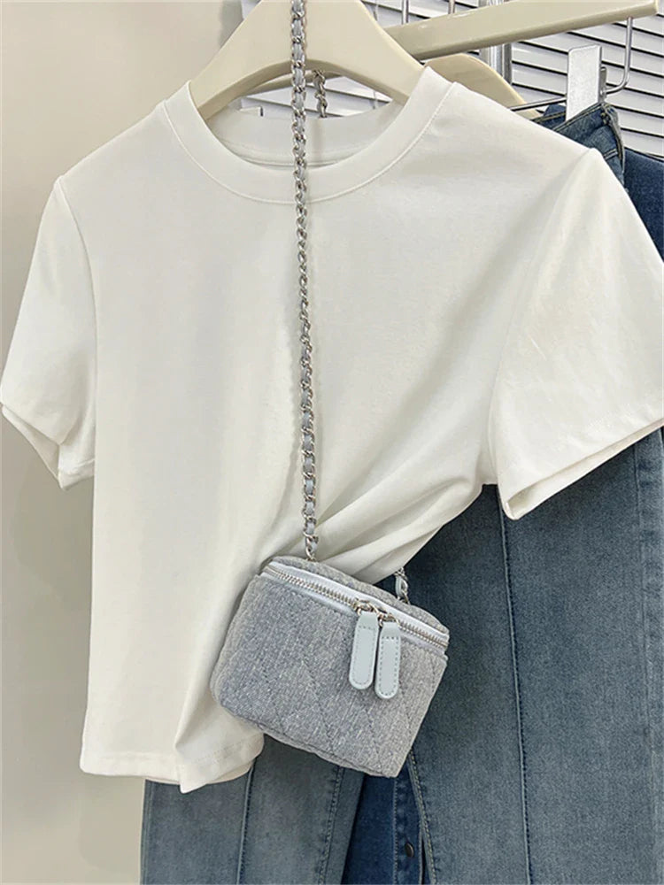 Oversized Cotton T-Shirt for Women, Short Sleeve Spring Tee with Trendy Print, Casual Y2K Style Top