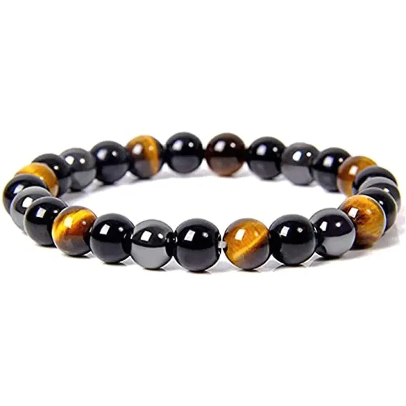 Magnetic Hematite Tiger Eye Obsidian Bracelet for Men and Women with Triple Protection and Health Benefits