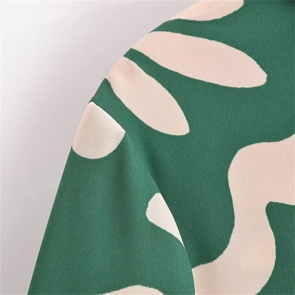 Casual Fashion Printed Collar Long Sleeve Shirt and Drawstring Pants Set for Women