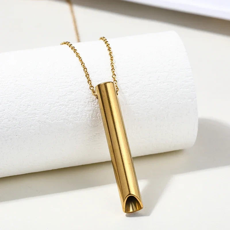 Breathing Anxiety Necklace for Mindfulness and Stress Relief Stainless Steel Calming Chain in Gold Black Silver and Rose Gold