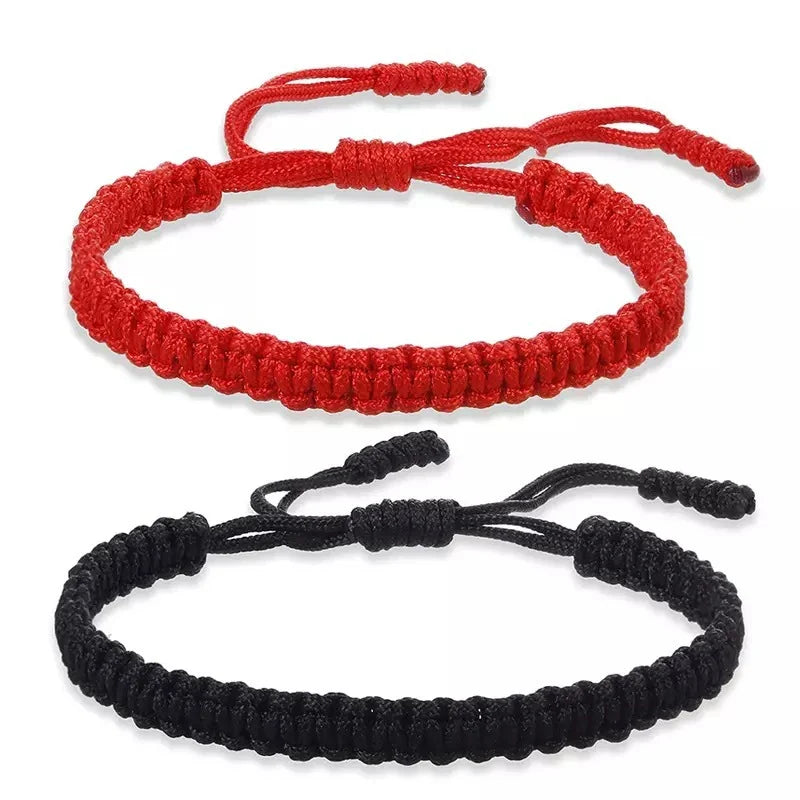 Handmade Red and Black Braid String Bracelets Buddhist Tibetan Amulet for Good Luck Jewelry Gifts for Women and Girls