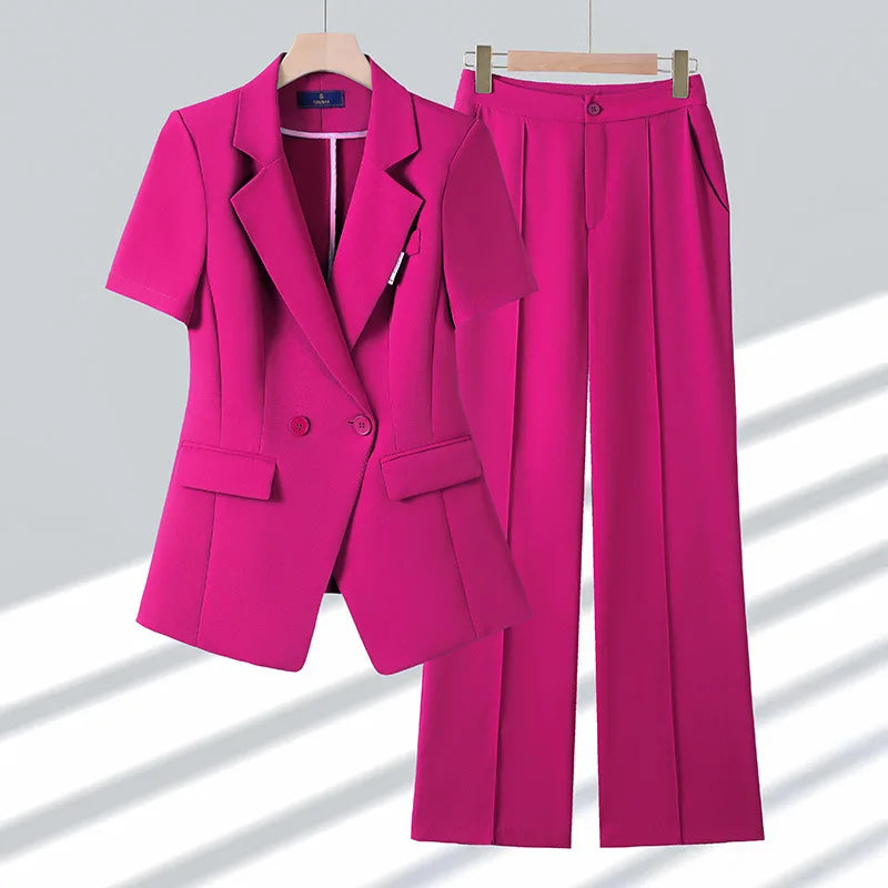 Purple Womens Two Piece Pantsuit Set For Office Work