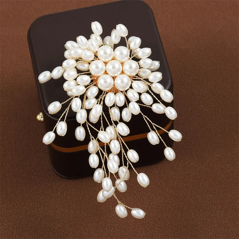 Elegant Imitation Pearl Flower Earrings for Bridal Wedding and Party Jewelry