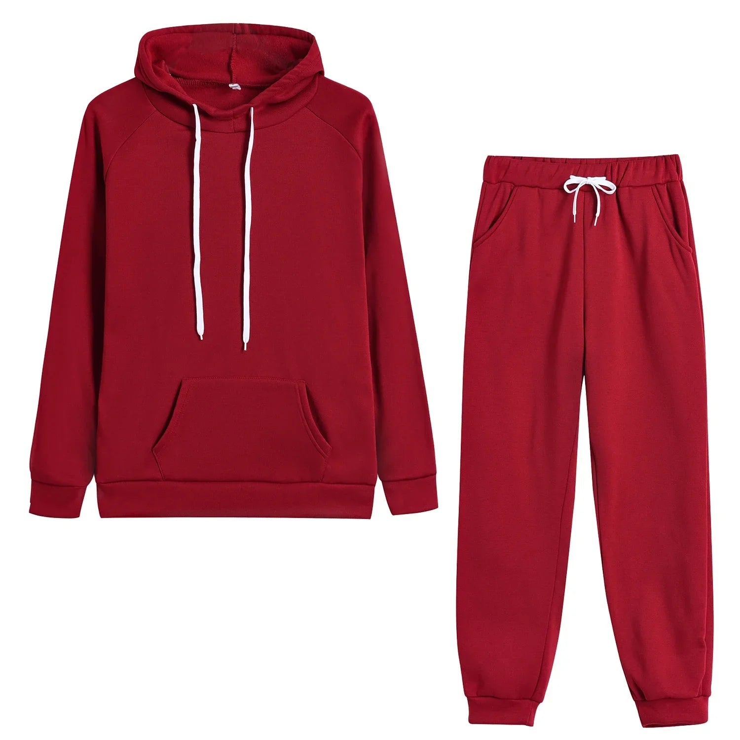 Autumn Winter Women's Fleece Tracksuit Hoodie and Sweatpants Set for Casual Jogging