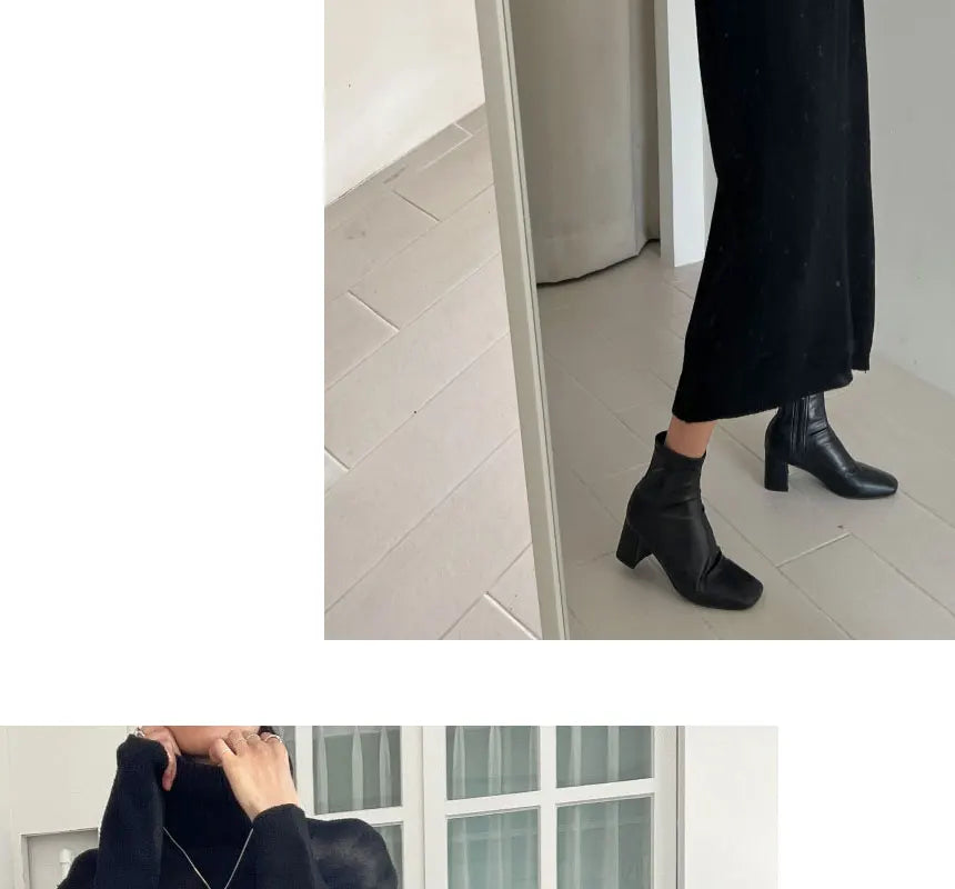 Cozy Turtleneck Sweater Dress For Women Knitted Long Sleeve