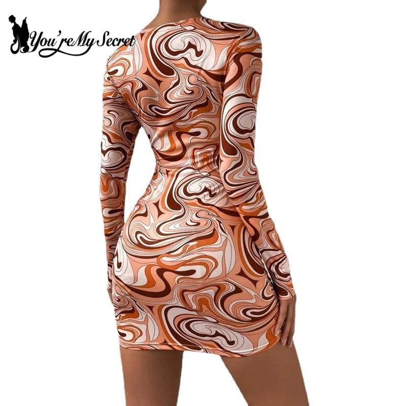 Leopard Print Backless Mini Dress With Hollow Out Detailing