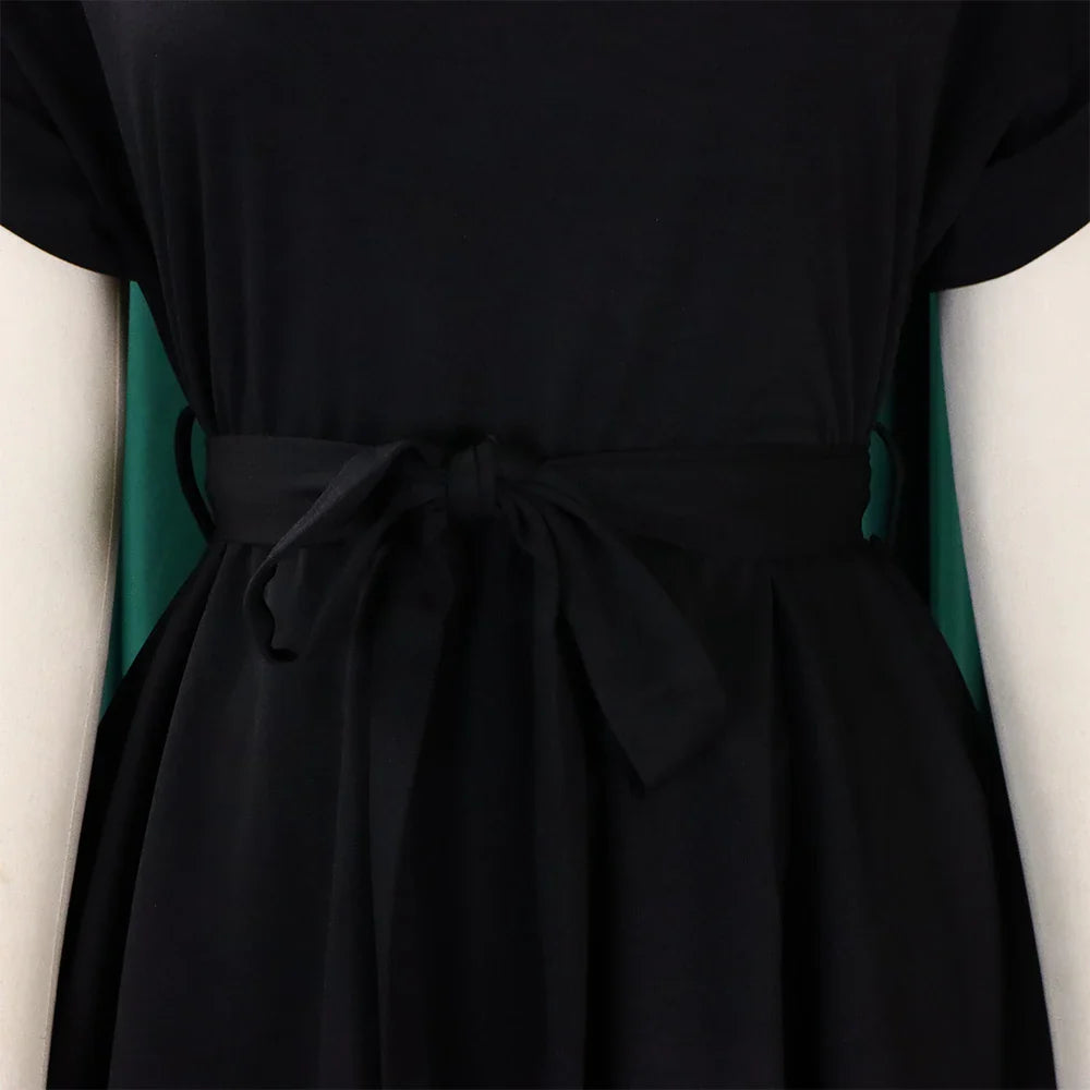 Women's Elegant 2 Piece Pants Set with Solid Blouse Short Sleeve O Neck and Long Trousers