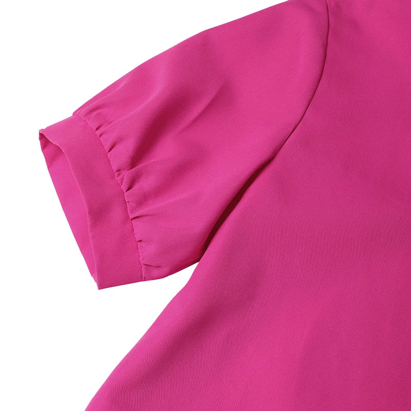 Knee Length Puff Sleeve Dress Women Casual A Line Style