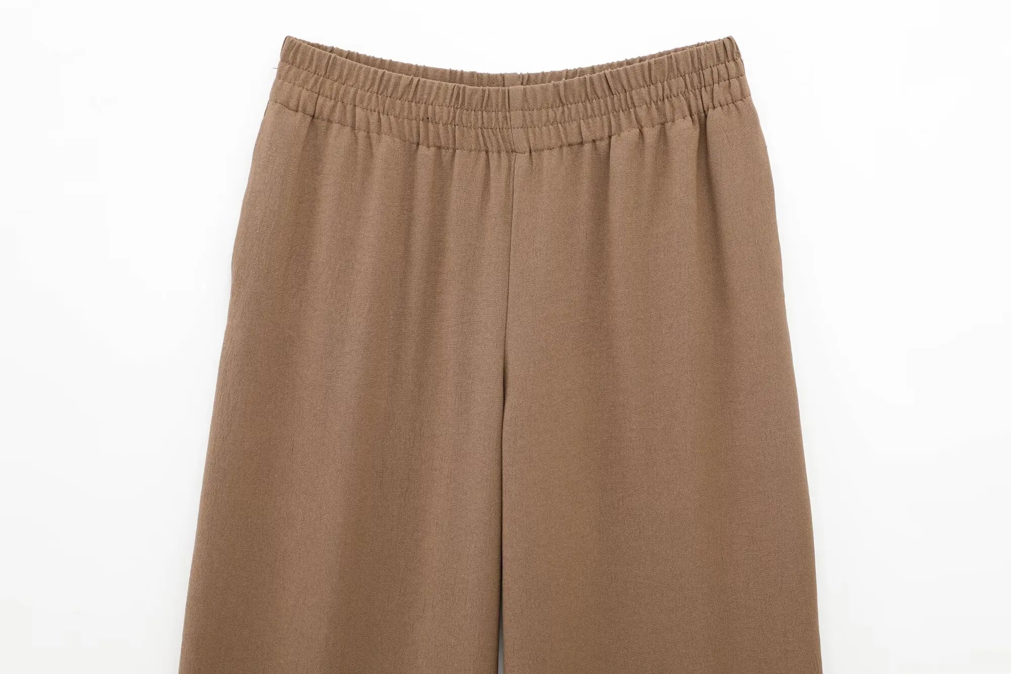 Women's Collared Roll-Up Sleeve Shirt and Drawstring Waist Wide Leg Pants Set