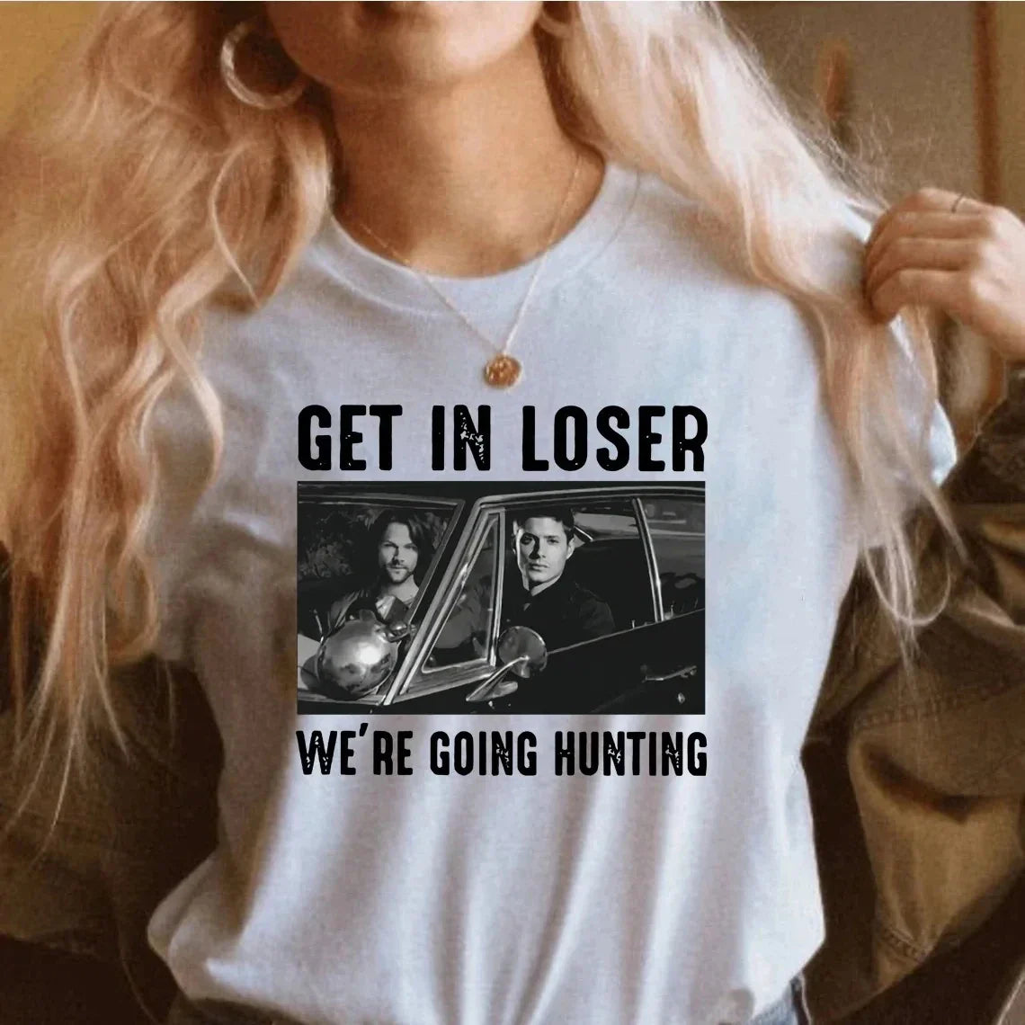 Women's Retro Supernatural TV Show Graphic T-Shirt Crew Neck Short Sleeve Casual Tops